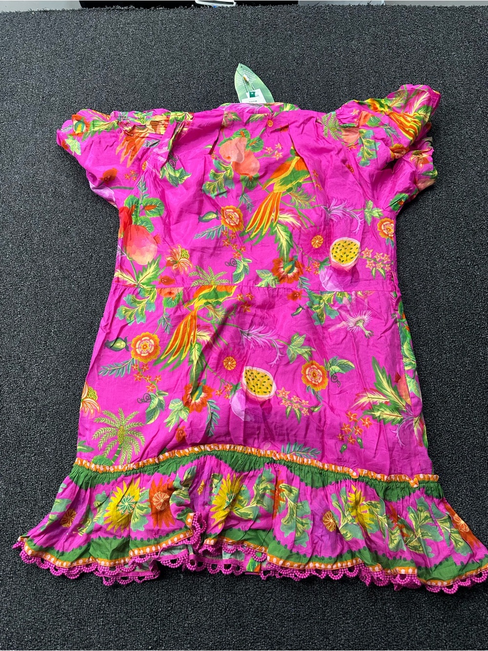 Farm Rio Women's Pink Delicate Fruit Garden Mini Shirt Dress Size M No Belt- NWT - Picture 3 of 8